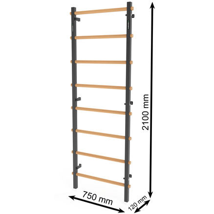 Drabinka gimnastyczna metal-drewno 210x75 cm z drążkiem do ćwiczeń Endorfit
