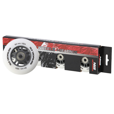 Kółka do łyżworolek PU 82A 4 szt. + ABEC-9 Chrome 8 szt. Nils Extreme