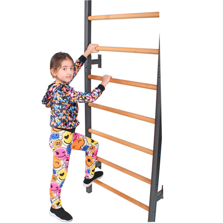 Drabinka gimnastyczna metal-drewno 232x85 cm z drążkiem do ćwiczeń Endorfit EH-DG22