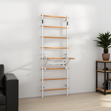 Drabinka gimnastyczna metal-drewno 210x75 cm z drążkiem do dipów, pompek ENDORFIT