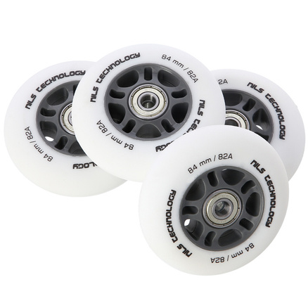 Kółka do łyżworolek PU 82A 4 szt. + ABEC-9 Chrome 8 szt. Nils Extreme