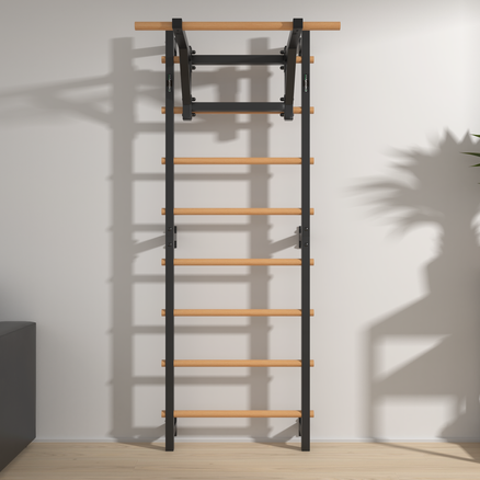 Drabinka gimnastyczna metal-drewno 210x75 cm z drążkiem do ćwiczeń Endorfit