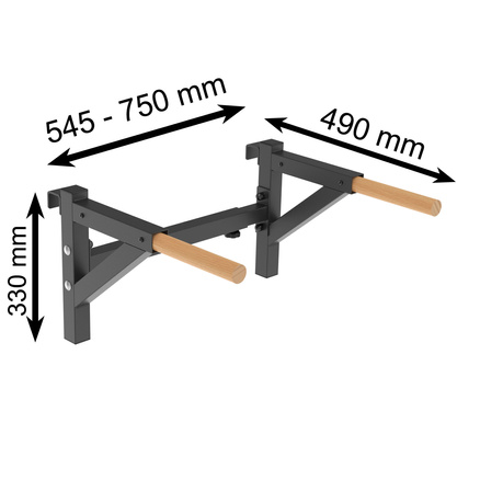 Drabinka gimnastyczna metal-drewno 210x75 cm z drążkiem do dipów, pompek ENDORFIT