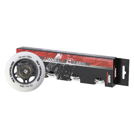 Kółka do łyżworolek PU 82A 4 szt. + ABEC-9 Chrome 8 szt. Nils Extreme