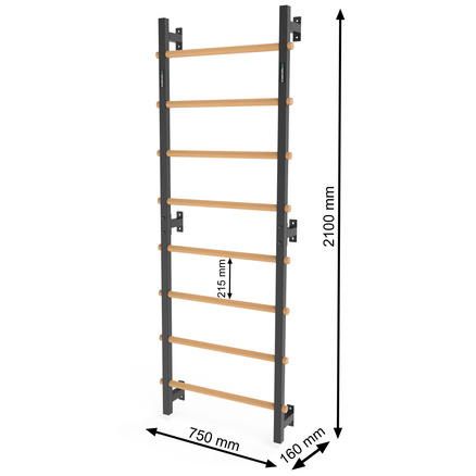 Drabinka gimnastyczna metal-drewno 210x75 cm z drążkiem do ćwiczeń Endorfit